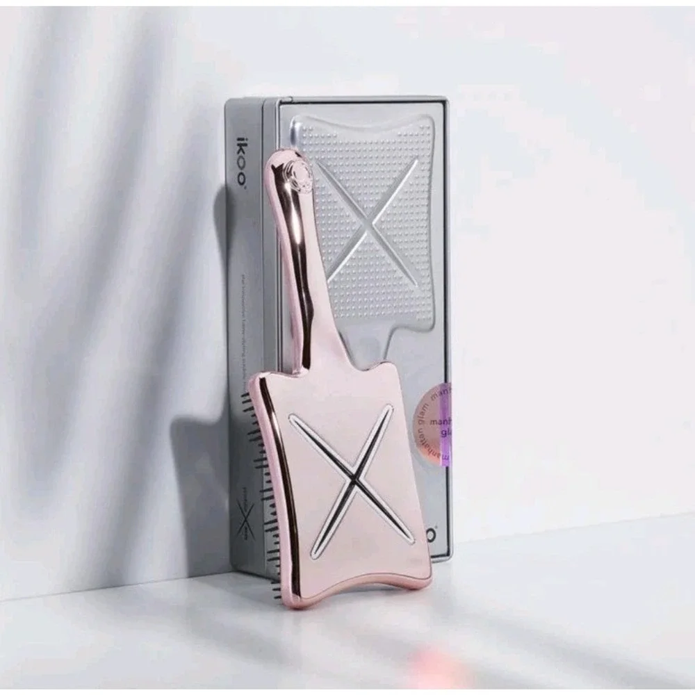 Ikoo Rose Gold Paddle Brush for Women - Detangling & Smooth Styling